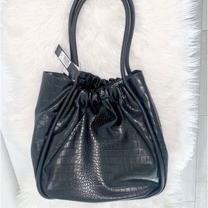 NEW Tahari Riverdale Vegan Leather Black Tote